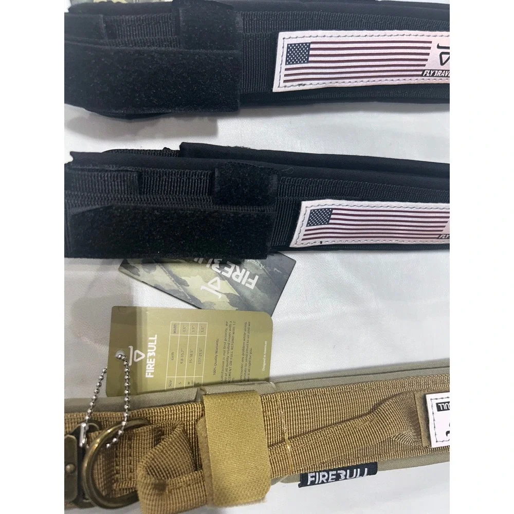 Firebull Tactical Dog Collar Large Black Nylon Military Style with Handle NWT